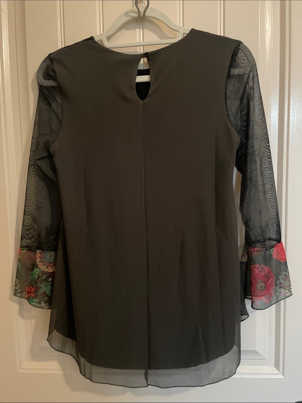 Desigual Black Sheer Floral Border Tunic with Colorful Accents - Picture 3 of 6